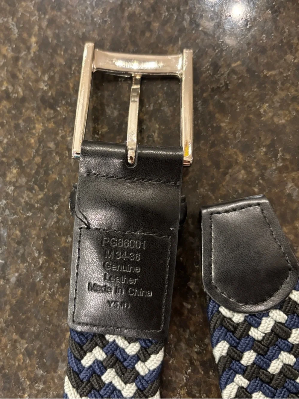 Men's Mixed Blue Elastic Stretch Belt by PGA Tour